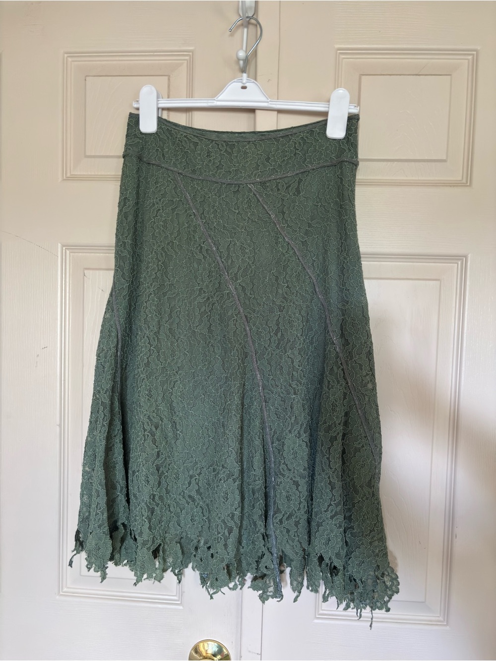 Women's Sage Green Lace A-Line Skirt